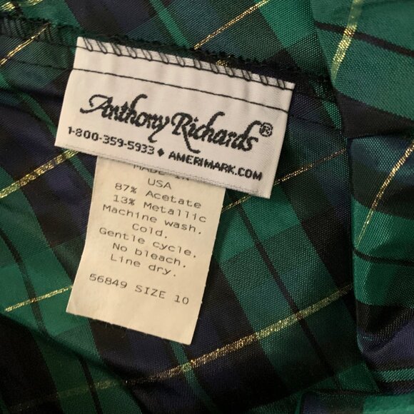 VTG Anthony Richards Women’s Skirt Tartan Blue Green Holidays Sz 10 Retro Grunge - Picture 6 of 7